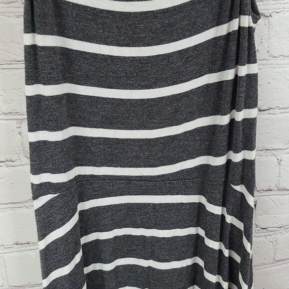 Hem & Thread Charcoal Gray Striped Fit & Flare Skater Sleeveless Cami Slip Dress - Picture 8 of 8